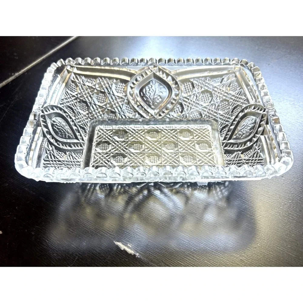 Vintage Mid Century Pressed Glass Bowl Sawtooth Edge Clear 7.5